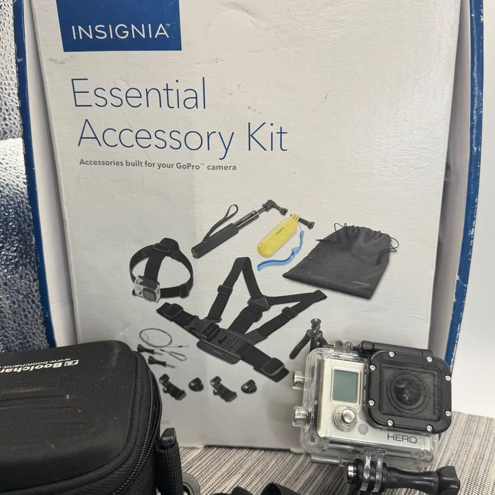 GoPro Hero 3 Silver Action Camera Bundle Insignia Accessory Kit Case LCD BacPac